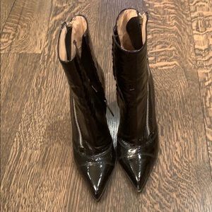 Patent leather boots.